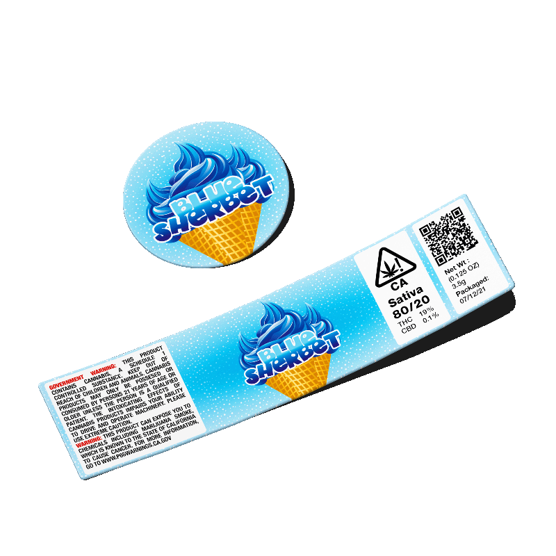 Blue Sherbet Glass Jar Labels Stickers & Labels Strain Labels