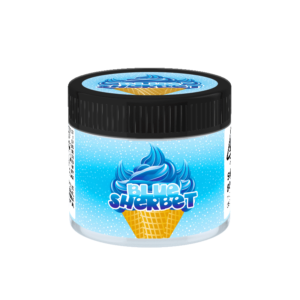 Blue Sherbet Glass Jars. 60ml suitable for 3.5g or 1/8 oz.